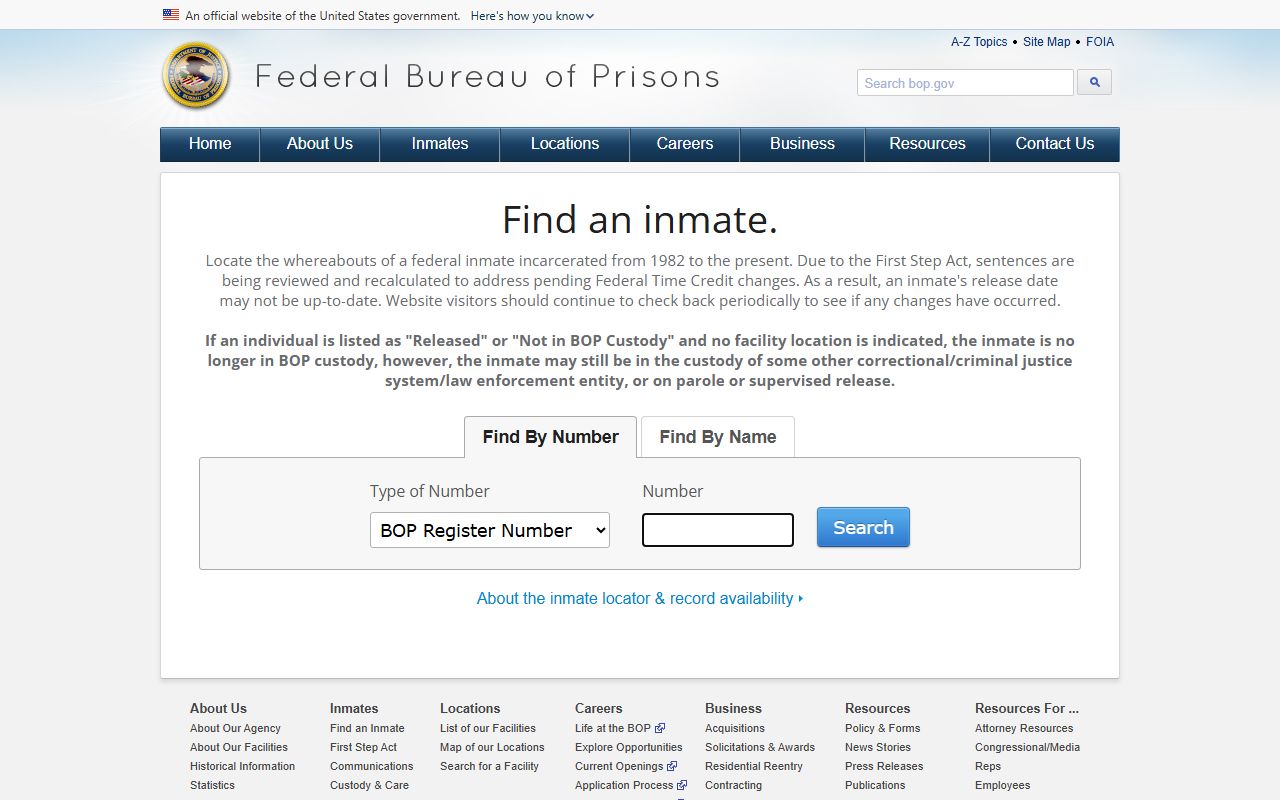 Santa Fe County inmate population federal BOP inmate locator