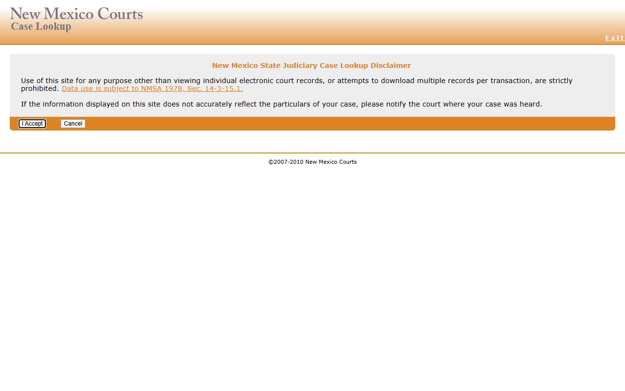 New Mexico Courts Case Lookup access portal