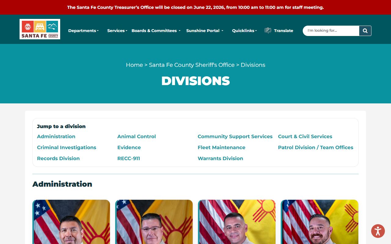 Santa Fe County Sheriff's Office records and warrants division information